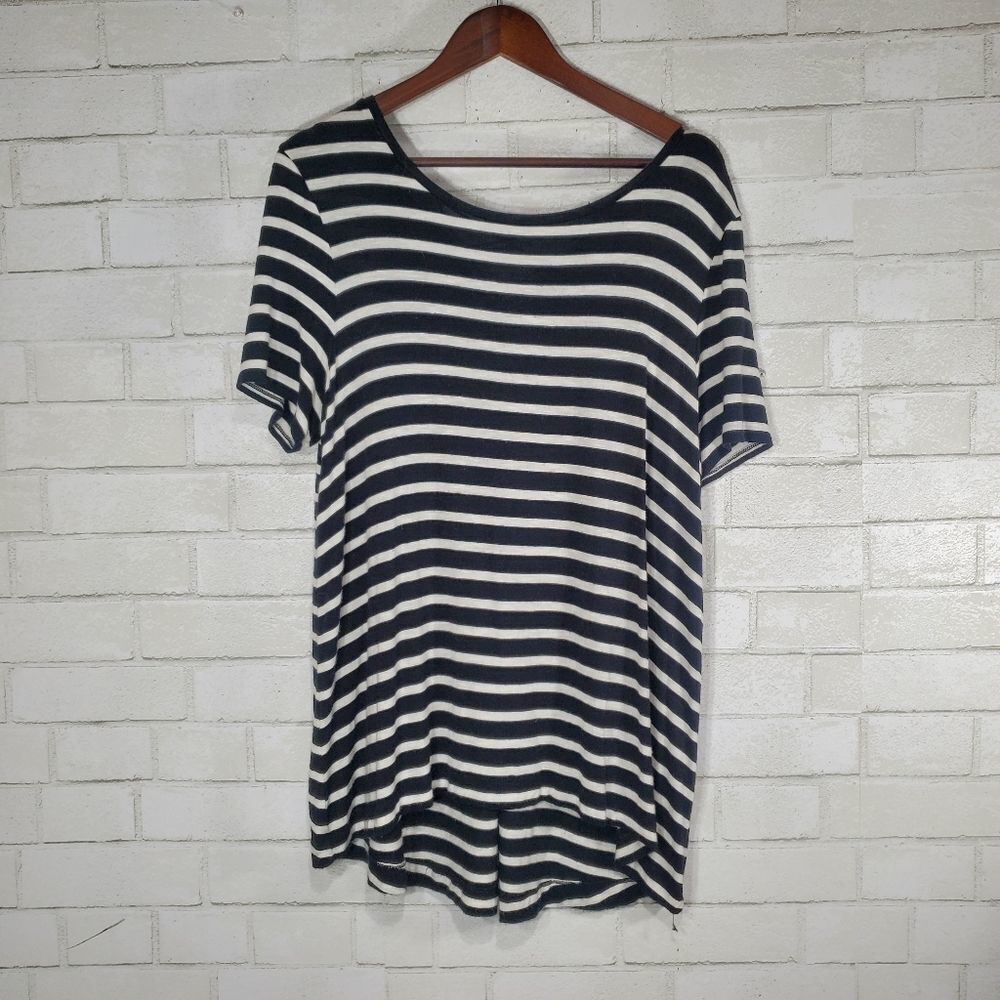 Old Navy stripe lace up back tee
